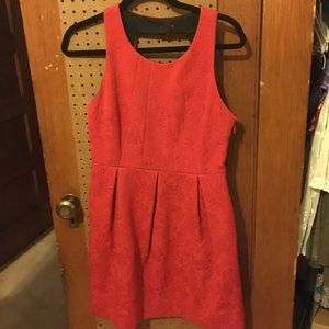 Red Anthropologie Moulinette Soeurs Brocade Dress